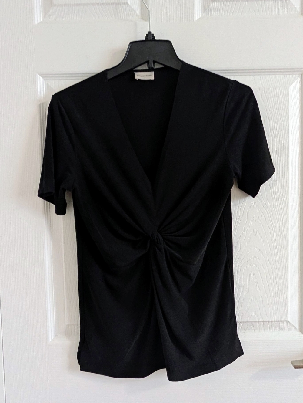 By Malene Birger Black Twist Front V-Neck Short Sleeve Top Clia Style Office - S